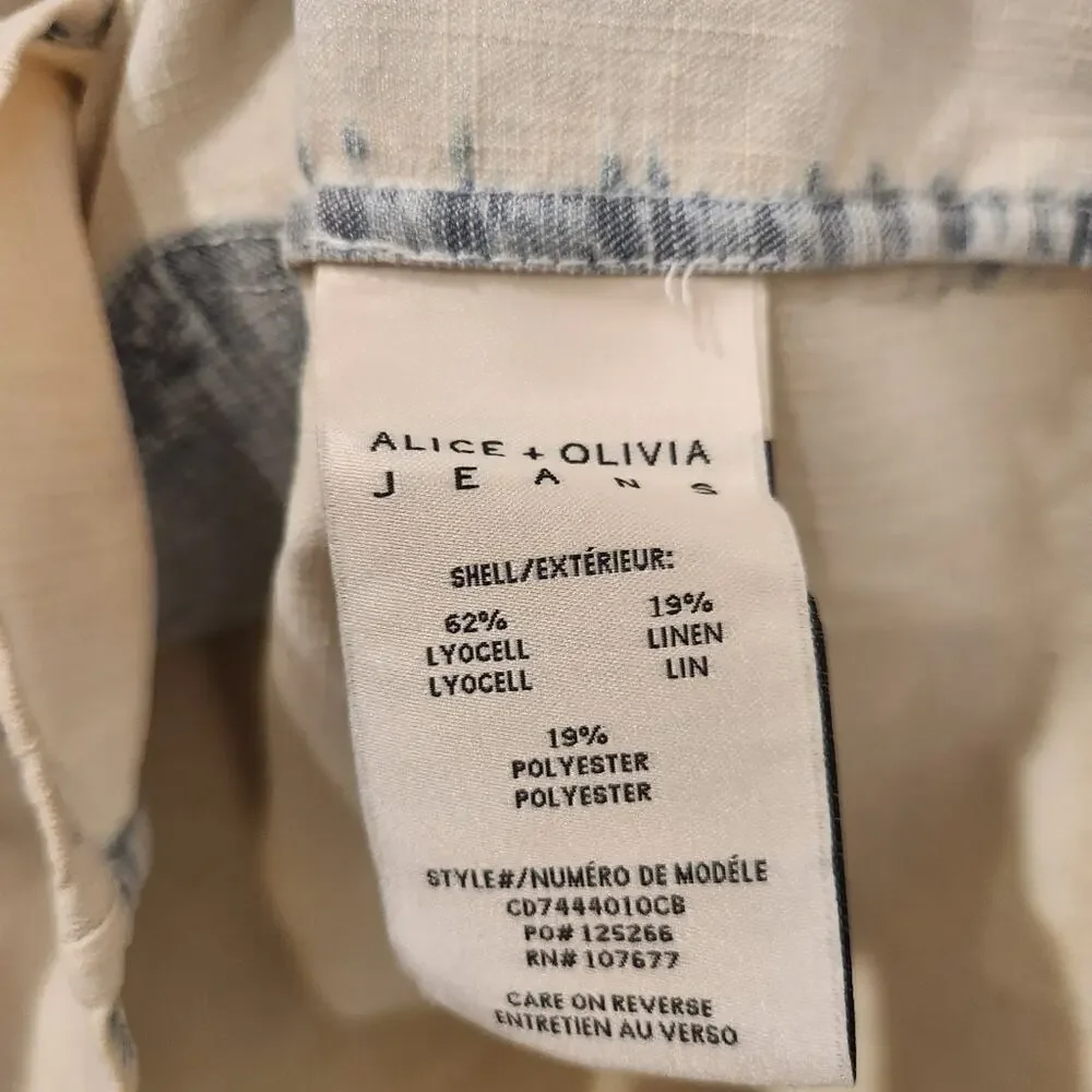 Alice + Olivia Ruffle denim button blouse size small - Picture 6 of 6